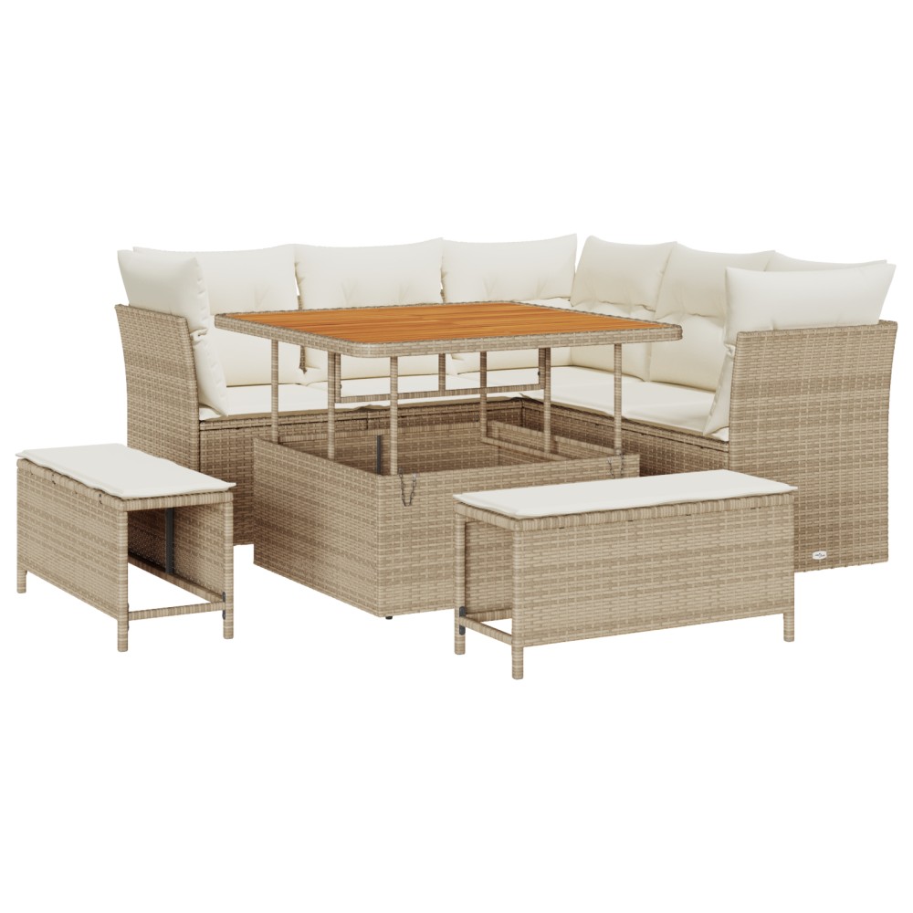 vidaXL Set de canapele pentru grădină cu pernă 8 pcs bej și crem