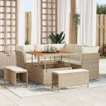 vidaXL Set de canapele pentru grădină cu pernă 8 pcs bej și crem