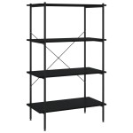 vidaXL Unitate cu rafturi pe 4 niveluri, negru, 80x40x130 cm vidaXL Unitate cu rafturi pe 4 niveluri, negru, 80x40x130 cm