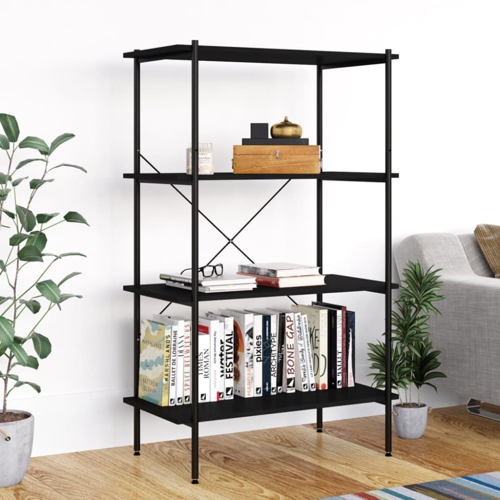 vidaXL Unitate cu rafturi pe 4 niveluri, negru, 80x40x130 cm