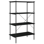 vidaXL Unitate cu rafturi pe 4 niveluri, negru, 80x40x130 cm vidaXL Unitate cu rafturi pe 4 niveluri, negru, 80x40x130 cm