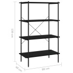 vidaXL Unitate cu rafturi pe 4 niveluri, negru, 80x40x130 cm vidaXL Unitate cu rafturi pe 4 niveluri, negru, 80x40x130 cm