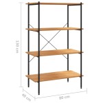 vidaXL Unitate de rafturi pe 4 niveluri, negru și stejar, 80x40x130 cm vidaXL Unitate de rafturi pe 4 niveluri, negru și stejar, 80x40x130 cm