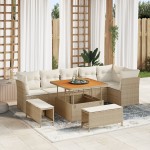 vidaXL Set de canapele pentru grădină cu pernă 9 pcs bej și crem
