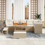 vidaXL Set de canapele pentru grădină cu pernă 9 pcs bej și crem