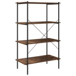vidaXL Unitate de rafturi pe 4 niveluri negru și natural, 80x40x130 cm vidaXL Unitate de rafturi pe 4 niveluri negru și natural, 80x40x130 cm