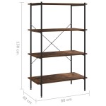 vidaXL Unitate de rafturi pe 4 niveluri negru și natural, 80x40x130 cm vidaXL Unitate de rafturi pe 4 niveluri negru și natural, 80x40x130 cm