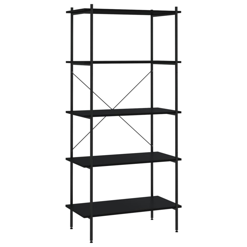 vidaXL Unitate cu rafturi pe 5 niveluri, negru, 80x40x163 cm