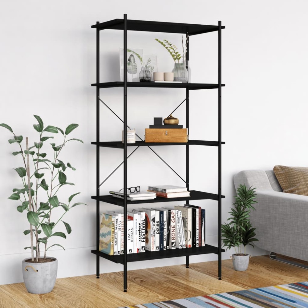 vidaXL Unitate cu rafturi pe 5 niveluri, negru, 80x40x163 cm