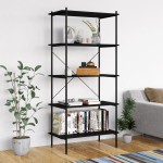 vidaXL Unitate cu rafturi pe 5 niveluri, negru, 80x40x163 cm vidaXL Unitate cu rafturi pe 5 niveluri, negru, 80x40x163 cm