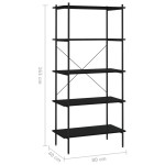 vidaXL Unitate cu rafturi pe 5 niveluri, negru, 80x40x163 cm vidaXL Unitate cu rafturi pe 5 niveluri, negru, 80x40x163 cm