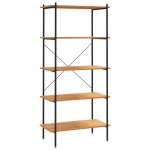 vidaXL Unitate de rafturi pe 5 niveluri, negru și stejar, 80x40x163 cm vidaXL Unitate de rafturi pe 5 niveluri, negru și stejar, 80x40x163 cm