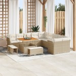 vidaXL Set de canapele pentru grădină cu pernă 13 pcs bej și crem