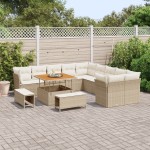 vidaXL Set de canapele pentru grădină cu pernă 13 pcs bej și crem