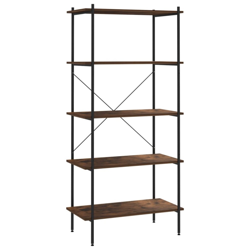 vidaXL Unitate de rafturi pe 5 niveluri negru și natural, 80x40x163 cm