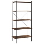 vidaXL Unitate de rafturi pe 5 niveluri negru și natural, 80x40x163 cm vidaXL Unitate de rafturi pe 5 niveluri negru și natural, 80x40x163 cm