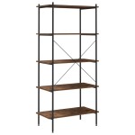 vidaXL Unitate de rafturi pe 5 niveluri negru și natural, 80x40x163 cm vidaXL Unitate de rafturi pe 5 niveluri negru și natural, 80x40x163 cm