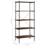 vidaXL Unitate de rafturi pe 5 niveluri negru și natural, 80x40x163 cm vidaXL Unitate de rafturi pe 5 niveluri negru și natural, 80x40x163 cm