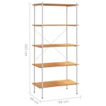 vidaXL Unitate cu rafturi pe 5 niveluri, alb și stejar, 80x40x163 cm vidaXL Unitate cu rafturi pe 5 niveluri, alb și stejar, 80x40x163 cm