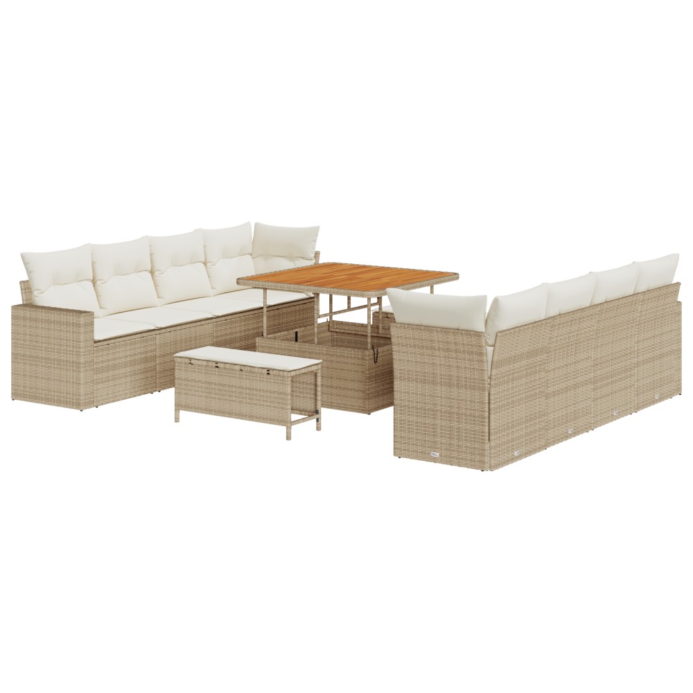 vidaXL Set de canapele pentru grădină cu pernă 11 pcs bej și crem