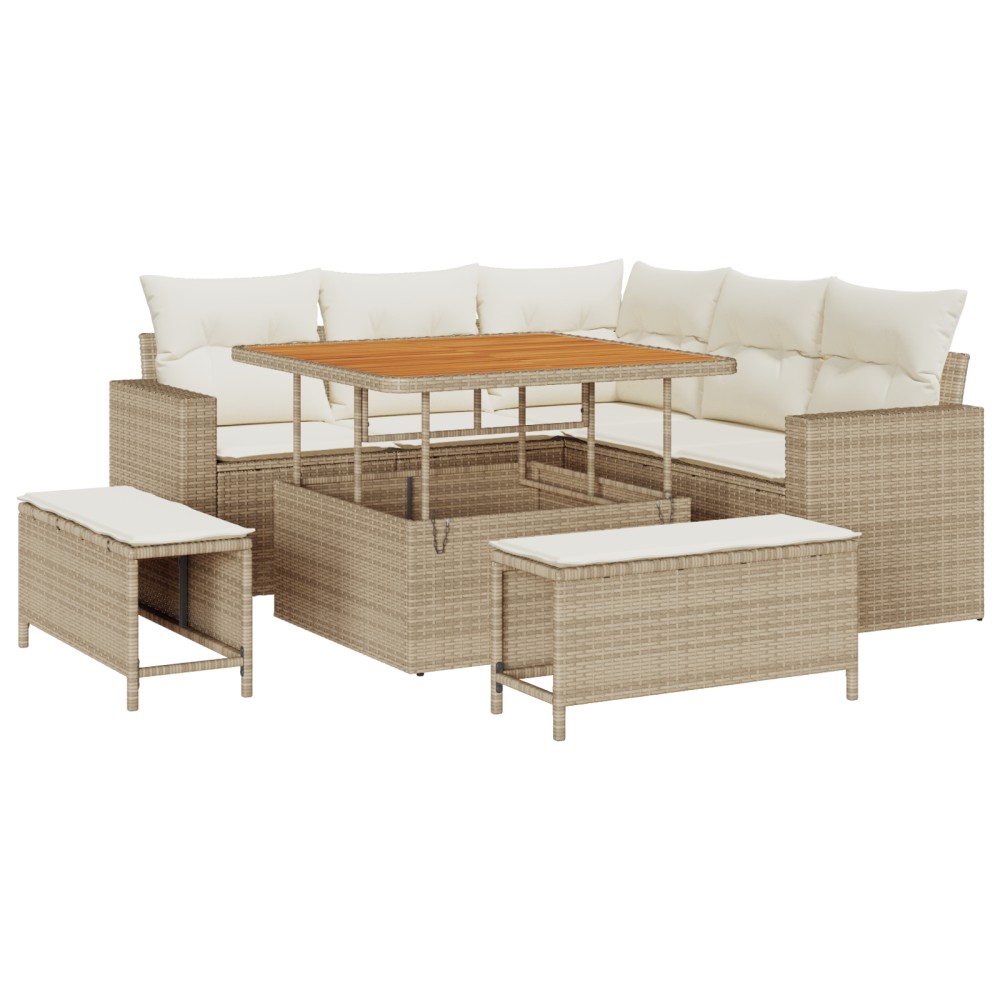 vidaXL Set de canapele pentru grădină cu pernă 8 pcs bej și crem