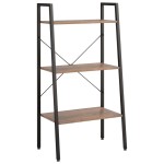 vidaXL Raft cu 3 niveluri, maro deschis / negru, 56x35x108 cm vidaXL Raft cu 3 niveluri, maro deschis / negru, 56x35x108 cm