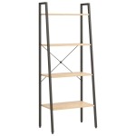 vidaXL Raft vertical cu 4 niveluri, maro deschis/negru, 56x35x140 cm vidaXL Raft vertical cu 4 niveluri, maro deschis/negru, 56x35x140 cm