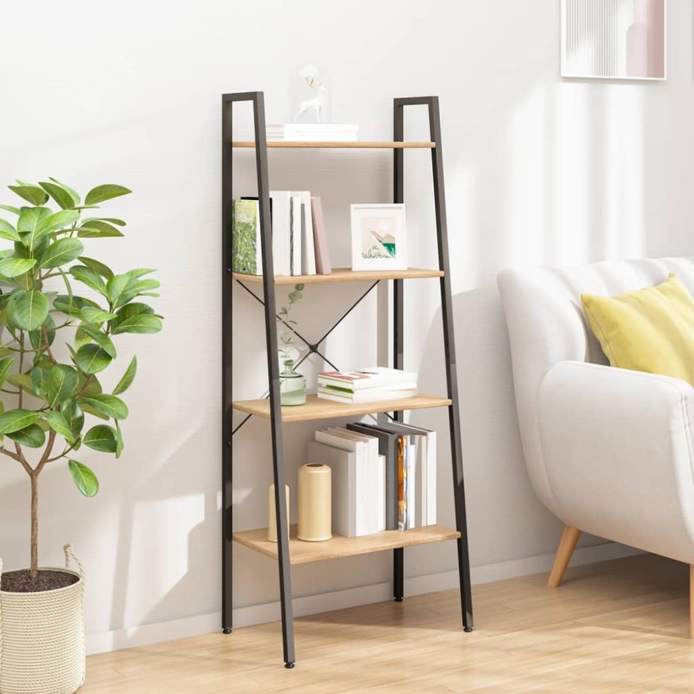 vidaXL Raft vertical cu 4 niveluri, maro deschis/negru, 56x35x140 cm