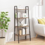 vidaXL Raft vertical cu 4 niveluri, maro închis și negru, 56x35x140 cm vidaXL Raft vertical cu 4 niveluri, maro închis și negru, 56x35x140 cm