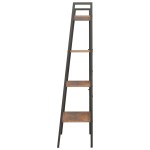 vidaXL Raft vertical cu 4 niveluri, maro închis și negru, 56x35x140 cm vidaXL Raft vertical cu 4 niveluri, maro închis și negru, 56x35x140 cm