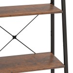 vidaXL Raft vertical cu 4 niveluri, maro închis și negru, 56x35x140 cm vidaXL Raft vertical cu 4 niveluri, maro închis și negru, 56x35x140 cm