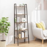 vidaXL Raft vertical cu 5 niveluri, maro închis și negru, 56x35x174 cm vidaXL Raft vertical cu 5 niveluri, maro închis și negru, 56x35x174 cm
