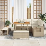 vidaXL Set de canapele pentru grădină cu pernă 8 pcs bej și crem