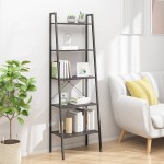 vidaXL Raft de sine stătător cu 5 niveluri, negru, 56x35x174 cm vidaXL Raft de sine stătător cu 5 niveluri, negru, 56x35x174 cm