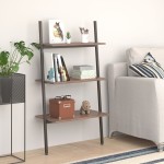 vidaXL Raft înclinat cu 3 niveluri maro închis și negru 64x34x116 cm vidaXL Raft înclinat cu 3 niveluri maro închis și negru 64x34x116 cm