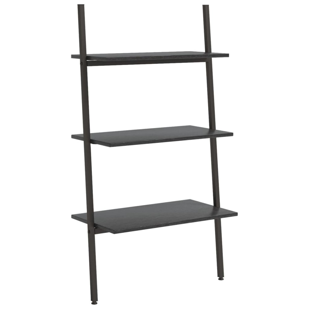 vidaXL Raft sprijinit, cu 3 niveluri, negru, 64x34x116 cm