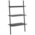 vidaXL Raft sprijinit, cu 3 niveluri, negru, 64x34x116 cm vidaXL Raft sprijinit, cu 3 niveluri, negru, 64x34x116 cm