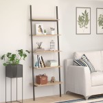 vidaXL Raft înclinat cu 5 niveluri maro deschis / negru 64x34x185,5 cm vidaXL Raft înclinat cu 5 niveluri maro deschis / negru 64x34x185,5 cm