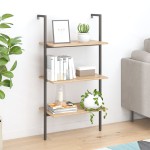 vidaXL Raft înclinat cu 3 niveluri maro deschis / negru 64x35x120,5 cm