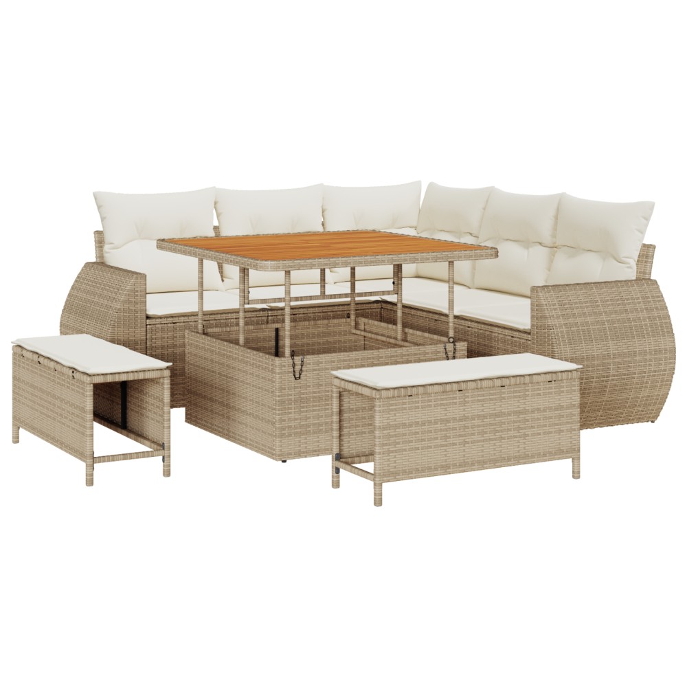 vidaXL Set de canapele pentru grădină cu pernă 8 pcs bej și crem