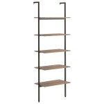vidaXL Raft înclinat cu 5 niveluri maro închis / negru 64x35x185 cm