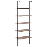 vidaXL Raft înclinat cu 5 niveluri maro închis / negru 64x35x185 cm