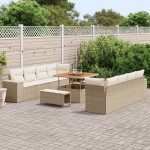 vidaXL Set de canapele pentru grădină cu pernă 11 pcs Bej și crem vidaXL Set de canapele pentru grădină cu pernă 11 pcs Bej și crem