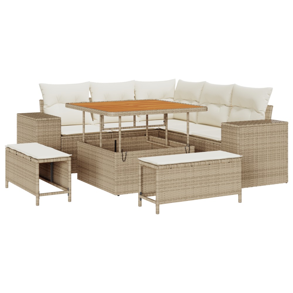 vidaXL Set de canapele pentru grădină cu pernă 8 pcs Bej și crem