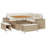 vidaXL Set de canapele pentru grădină cu pernă 8 pcs Bej și crem