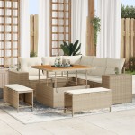 vidaXL Set de canapele pentru grădină cu pernă 8 pcs Bej și crem