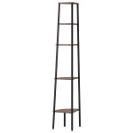 vidaXL Raft de colț cu 5 niveluri maro închis/negru 45,5x31,5x180 cm vidaXL Raft de colț cu 5 niveluri maro închis/negru 45,5x31,5x180 cm