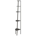 vidaXL Raft de colț cu 5 niveluri, negru, 45,5x31,5x180 cm vidaXL Raft de colț cu 5 niveluri, negru, 45,5x31,5x180 cm