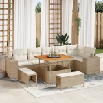 vidaXL Set de canapele pentru grădină cu pernă 9 pcs Bej și crem