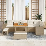 vidaXL Set de canapele pentru grădină cu pernă 9 pcs Bej și crem